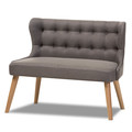 Baxton Studio Melody Grey and Natural Wood Finishing 2-Seater Settee Bench 131-7102